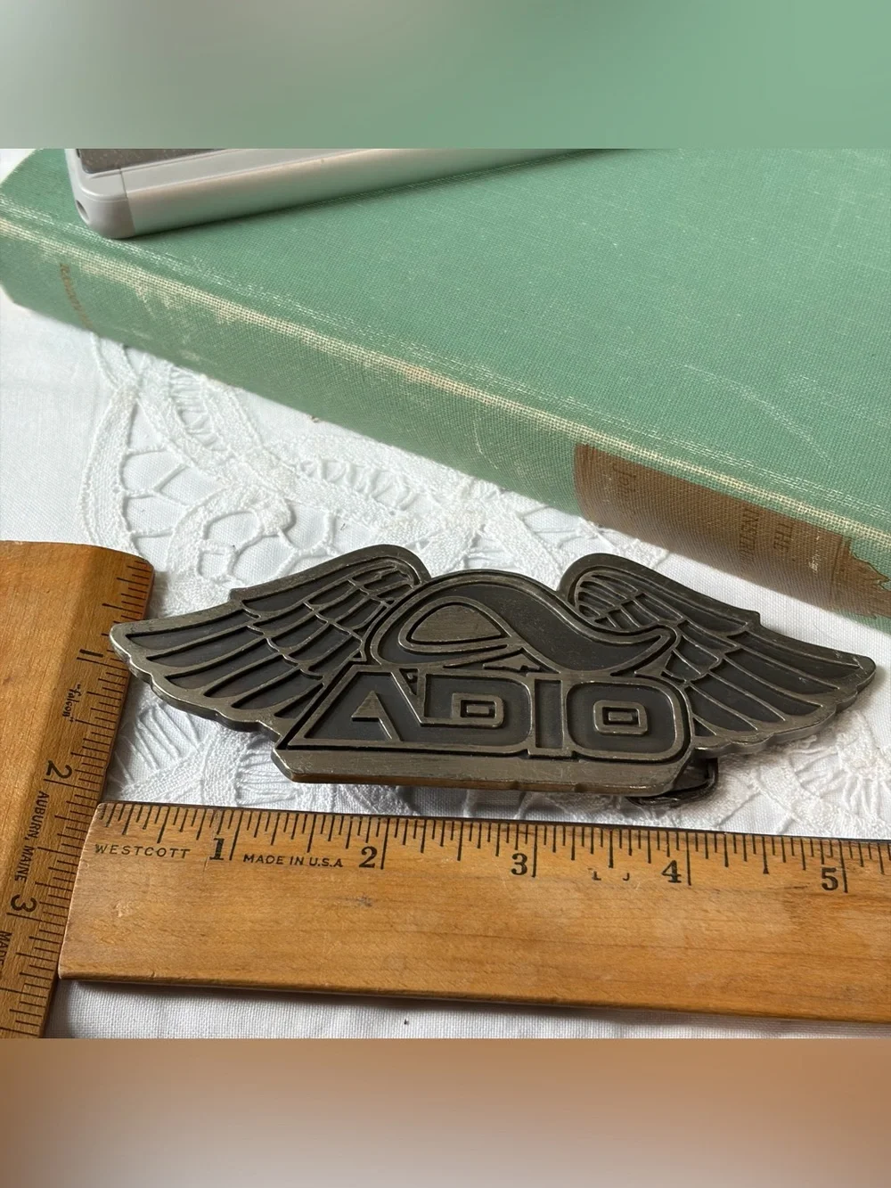 Vintage ADIO Skateboard Winged metal Belt Buckle Grunge Punk 90s